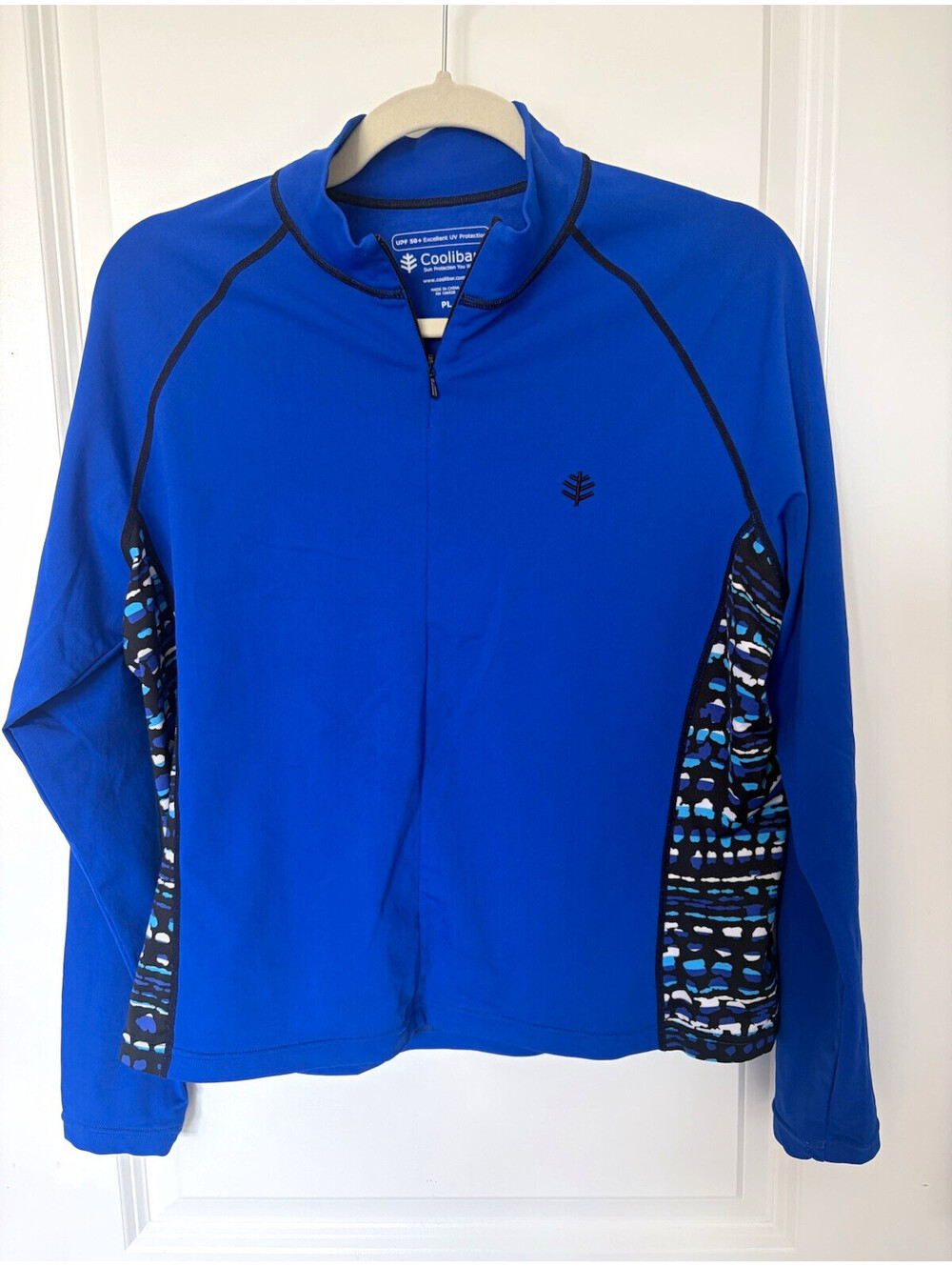 Coolibar Women’s Plus PL Blue UPF 50+ UV 1/4 Zip Pullover Mock Neck
